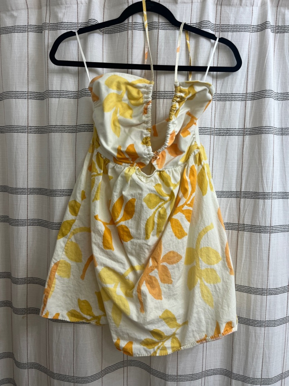 Zara White Sundress with Yellow and Orange Floral Print M